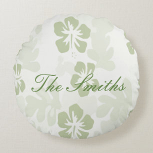 Cojín Redondo Patrón elegante de hibiscus silenciado