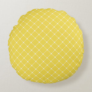 Cojín Redondo Patrón elegante de mosaico Amarillo soleado