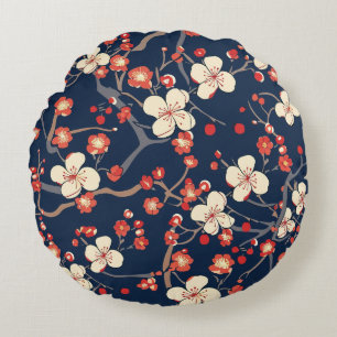Cojín Redondo Patrón elegante sin soldadura de flores de cerezo 