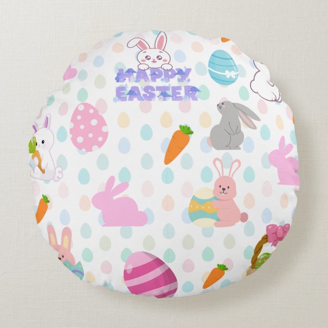 Cojín Redondo Patrón Feliz Pascua (Anverso)