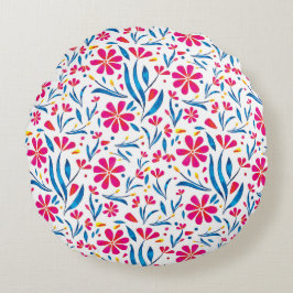 Cojín Redondo Patrón floral ascendente de color de agua