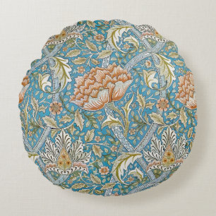 Cojín Redondo Patrón floral azul William Morris Windrush