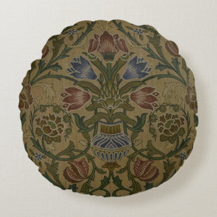 Cojín Redondo Patrón Floral de Brocado Vintage de William Morris