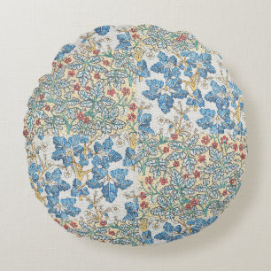 Cojín Redondo Patrón Floral de Geranio Silvestre Art Nouveau Ant