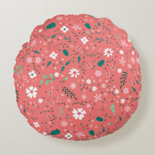 Cojín Redondo Patrón floral de Ilustracion de flores de otoño