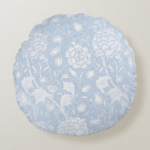 Cojín Redondo Patrón floral de William Morris en azul