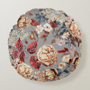 Cojín Redondo Patrón floral, estilo Art Nouveau.