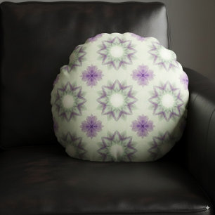 Cojín Redondo Patrón floral geométrico elegante de Lavanda