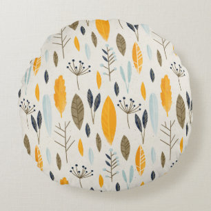 Cojín Redondo Patrón floral ilustrado a mano sin brillo en papel