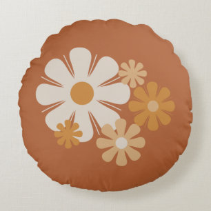 Cojín Redondo Patrón floral Minimalista retro Locus de flores