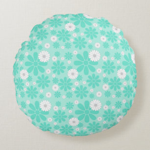 Cojín Redondo Patrón Floral Pastel MINT