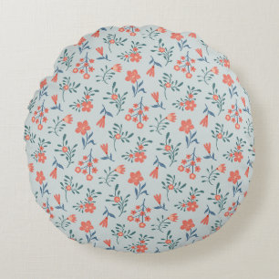 Cojín Redondo Patrón Floral Prado de Coral