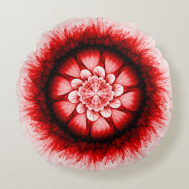 Cojín Redondo Patrón floral rojo moderno