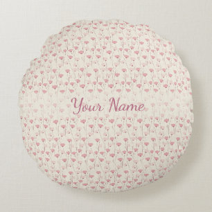 Cojín Redondo Patrón Floral Rosa Cálido Acogedor Personalizado