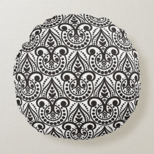 Cojín Redondo Patrón floral sin fisuras de Damask. Vintage vinta