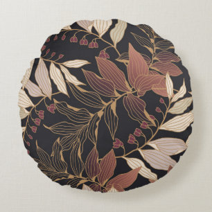 Cojín Redondo Patrón floral sin soldadura con hojas en la espald