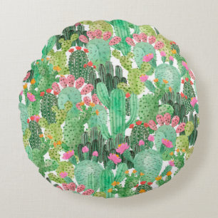 Cojín Redondo Patrón fluido de cactus