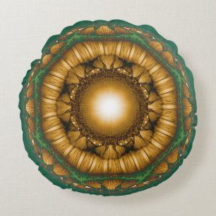 Cojín Redondo Patrón fractal floral brillante brillante brillant