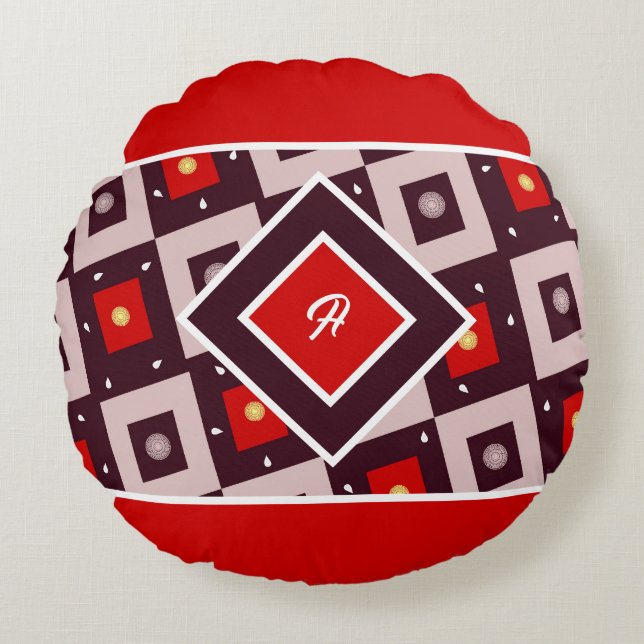 Cojín Redondo Patrón geométrico (Anverso)