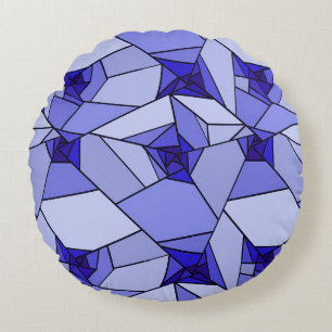Cojín Redondo Patrón geométrico abstracto azul