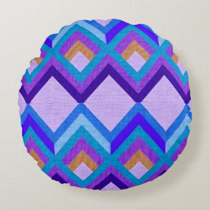 Cojín Redondo Patrón geométrico abstracto con colores atrevidos