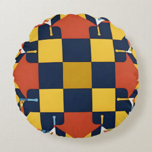 Cojín Redondo Patrón geométrico abstracto con flechas