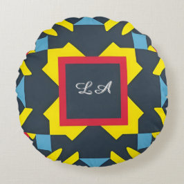 Cojín Redondo Patrón geométrico colorido con formas abstractas