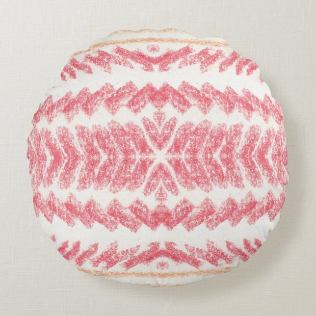 Cojín Redondo Patrón geométrico étnico oriental sin soldadura. T (Anverso)