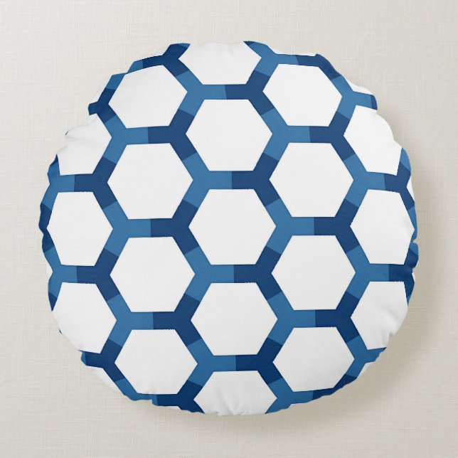 Cojín Redondo Patrón geométrico hexagonal moderno (Anverso)