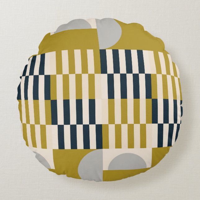 Cojín Redondo Patrón geométrico moderno, retro escandinavo (Anverso)