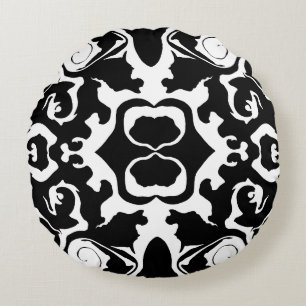 Cojín Redondo Patrón giratorio en blanco y negro
