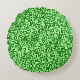 Cojín Redondo Patrón giratorio japonés - verde pino y cal