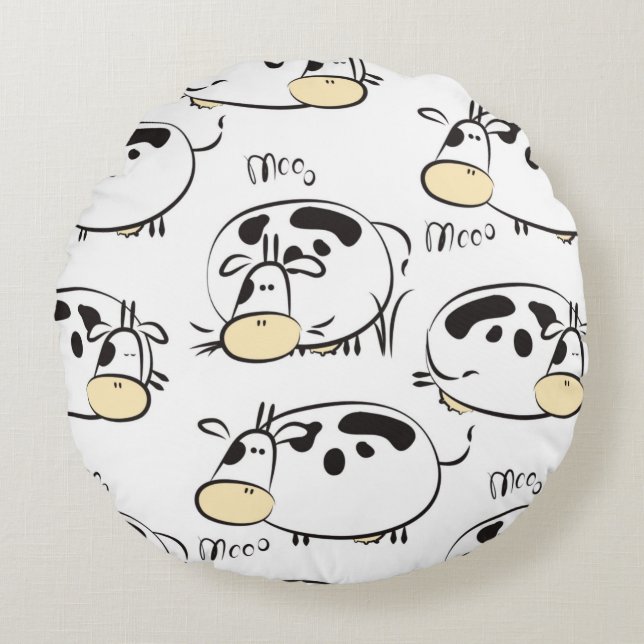 Cojín Redondo Patrón gracioso con animales infantiles. Clip de c (Anverso)