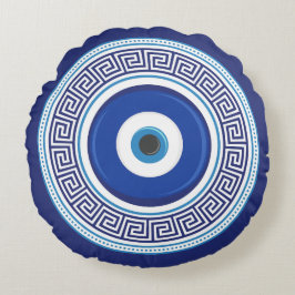 Cojín Redondo Patrón griego Nazar Amulet