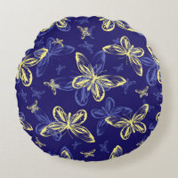 Patrón ilustrado de mariposa azul y amarilla