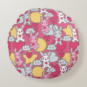 Cojín Redondo Patrón infantil de Kawaii con garabatos finos 2