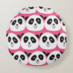 Cojín Redondo Patrón infantil Panda lleva una repetición de co