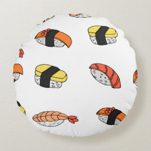 Cojín Redondo patrón ininterrumpido de sushi