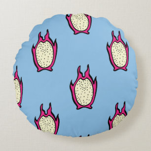 Cojín Redondo Patrón ininterrumpido vintage con dragón dibujado 