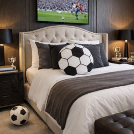 Cojín Redondo Patrón Inspirado en Balón de Fútbol Impresión Geom