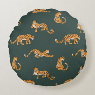 Cojín Redondo Patrón leopardo color plano iluminado de diseño