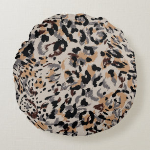 Cojín Redondo Patrón leopardo, patrón jaguar, piel animal