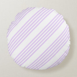 Cojín Redondo Patrón Lilac púrpura y blanco de cinco rayas