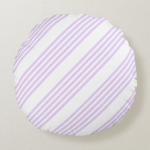 Cojín Redondo Patrón Lilac púrpura y blanco de cinco rayas