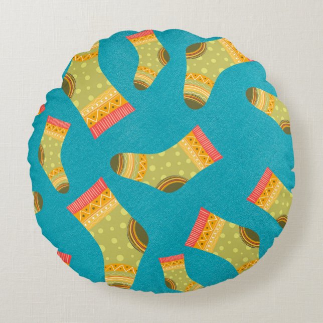 Cojín Redondo Patrón lineal sin soldadura con calcetines. La ilu (Anverso)
