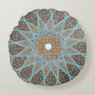 Cojín Redondo Patrón mosaico intrincado 16 x 16