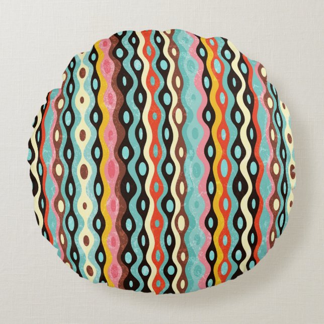 Cojín Redondo Patrón multicolor abstracto (Anverso)