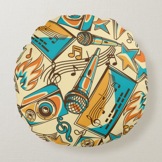 Cojín Redondo Patrón musical (Anverso)