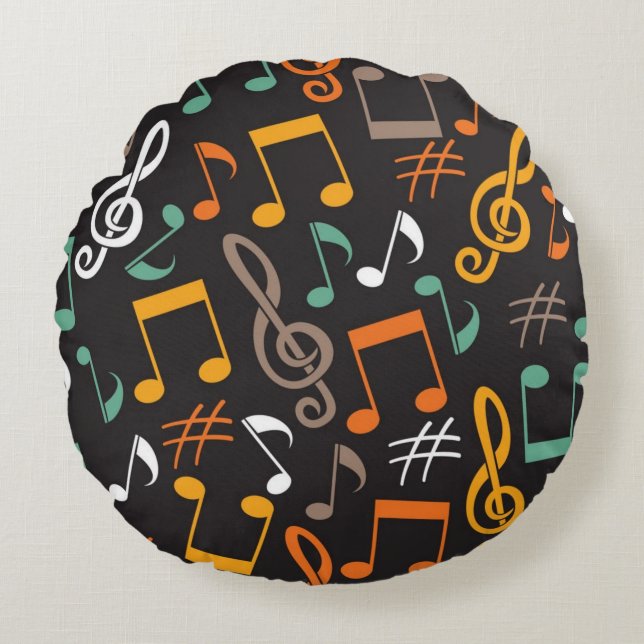 Cojín Redondo Patrón musical (Anverso)