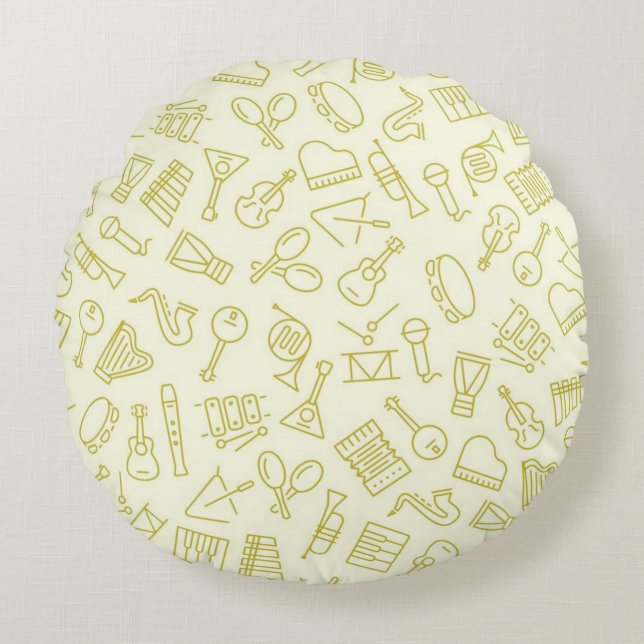 Cojín Redondo Patrón musical (Anverso)